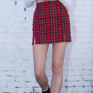 Brandy Melville Red Plaid Skirt